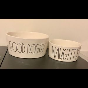Set(Large & Small Dog Bowl) “Good Doggy ; Naughty”